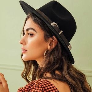 Belt Buckle Black Stylish Fedora Hat